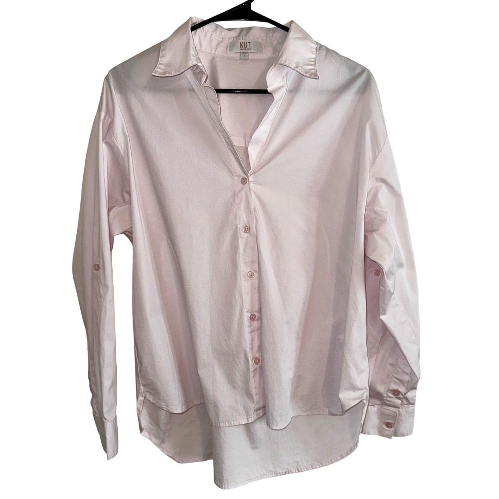 Kut From The Kloth Light Pink High-Low Button-Down Shirt,‎ Size Small